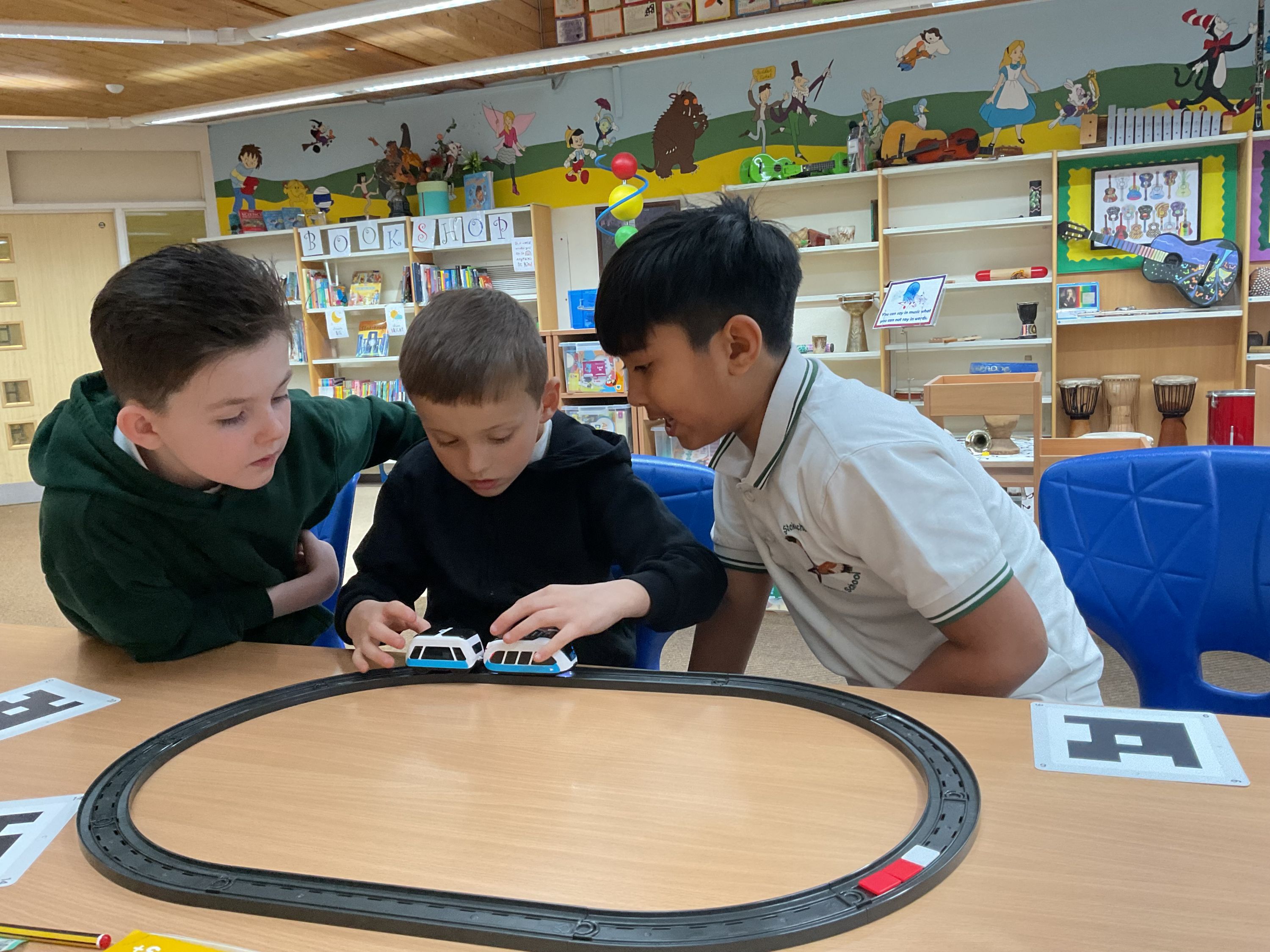 Year 3 children testing their track